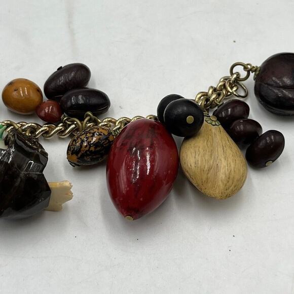 Rare HAWAIIAN Vintage Wooden Nuts Pods Seeds Nikar Handmade Charm Bracelet - Picture 6 of 16